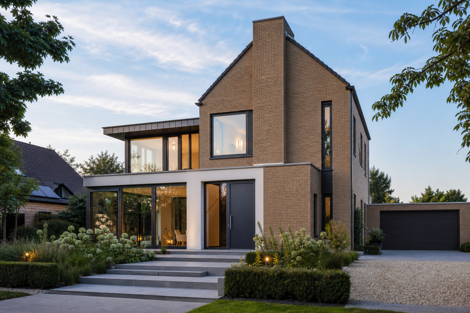 Afgeronde gevelrenovatie modern woning