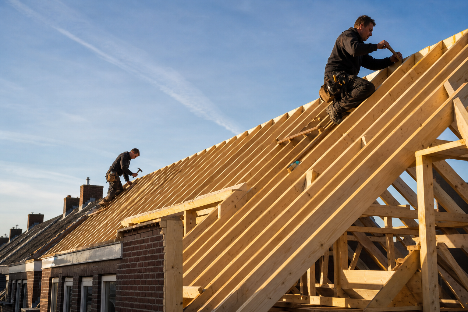 Dakconstructie in aanbouw